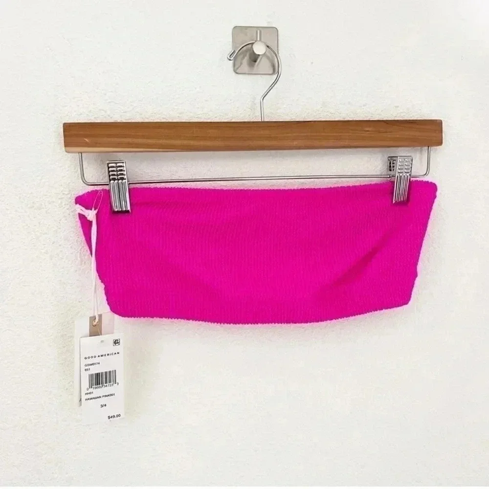 NWT‎ Good American Hawaiian Pink Always Fits Better Bikini Top, Size Large/XL